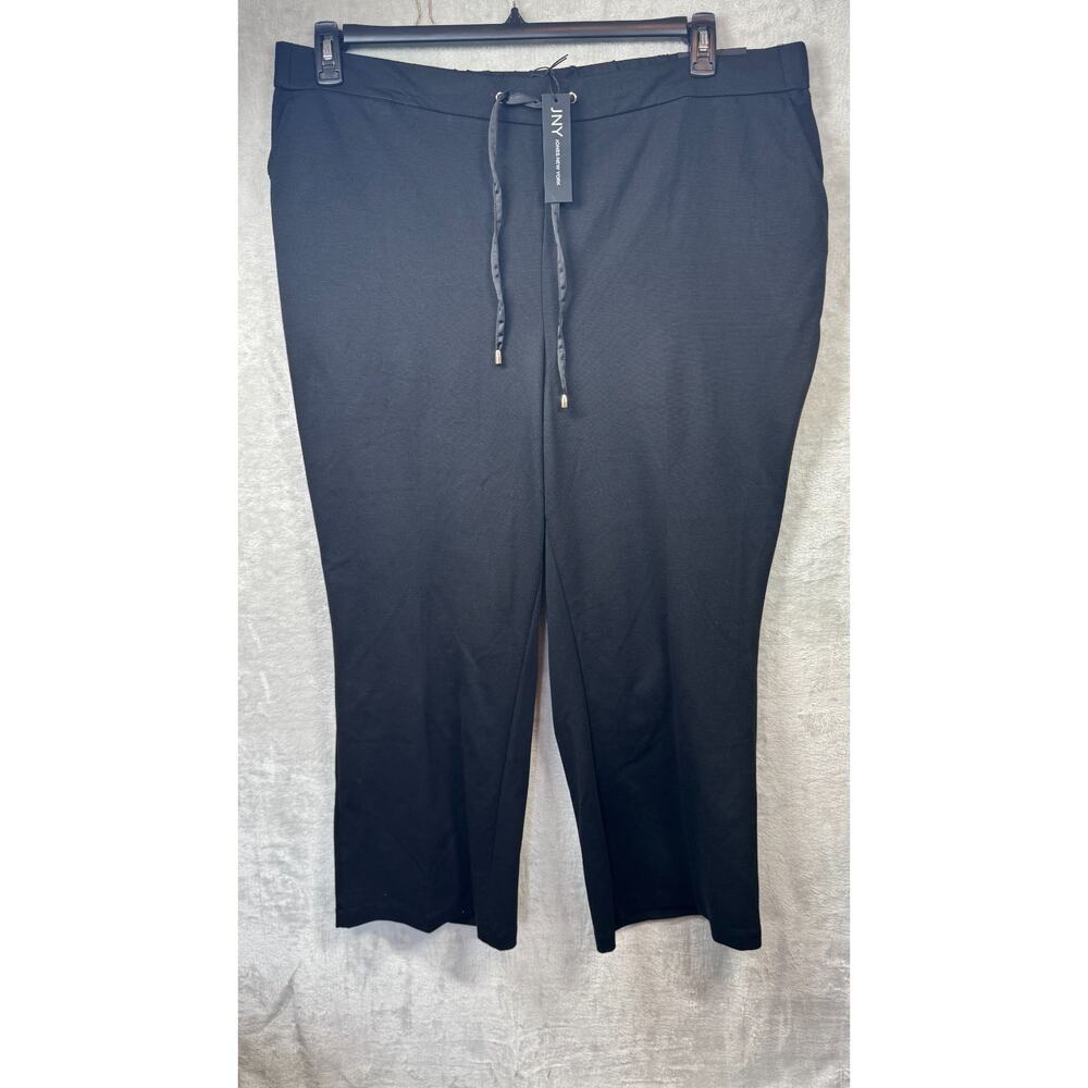 Jones New York NEW Womens Pull On Pants 3X Black Wide Leg Drawstring Rayon Blend